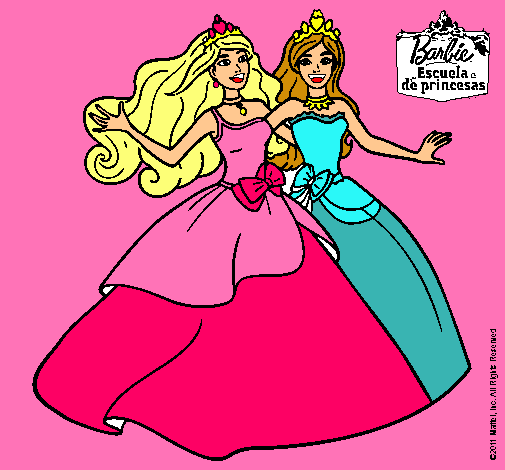 Dibujo Barbie y su amiga súper felices pintado por ana132543545