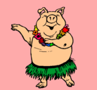 Dibujo Cerdo hawaiano pintado por elcerditoxdd