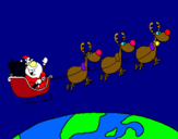 Dibujo Papa Noel repartiendo regalos 3 pintado por sarabella