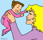 Dibujo Madre con su bebe pintado por catalinda