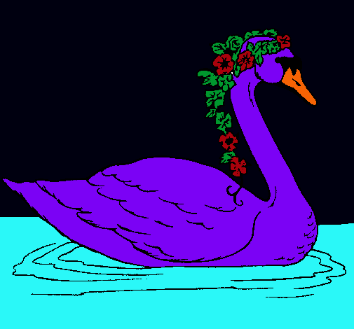 Cisne con flores