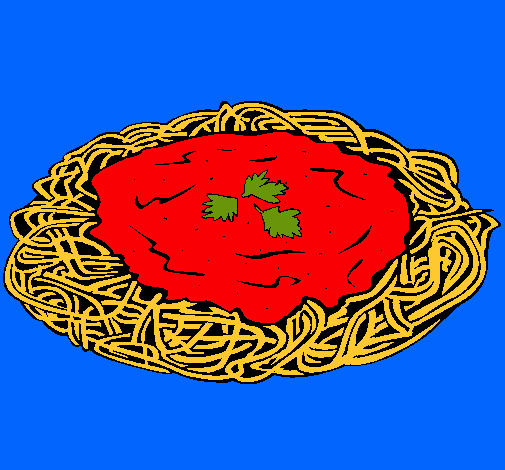 Dibujo Espaguetis con queso pintado por dietetica