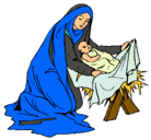 Dibujo Nacimiento del niño Jesús pintado por virgen