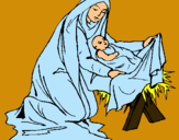 Dibujo Nacimiento del niño Jesús pintado por nombres