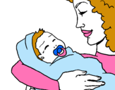 Dibujo Madre con su bebe II pintado por regin