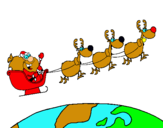 Dibujo Papa Noel repartiendo regalos 3 pintado por gdfks5hdfugd