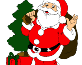 Dibujo Santa Claus y un árbol de navidad pintado por pattyy