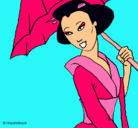 Dibujo Geisha con paraguas pintado por lorenilla