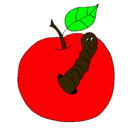Dibujo Manzana con gusano pintado por JAVOOOOOO