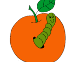 Dibujo Manzana con gusano pintado por gtrdf