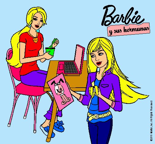 Barbie y su hermana merendando