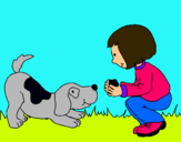 Dibujo Niña y perro jugando pintado por andreab7m9