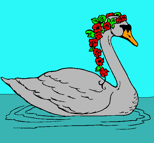 Cisne con flores