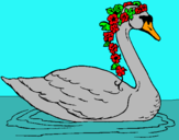 Dibujo Cisne con flores pintado por CISNE