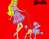 Dibujo Barbie paseando a su mascota pintado por meluuuuuuuuu