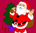 Dibujo Santa Claus y un árbol de navidad pintado por SANTAA