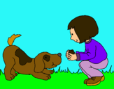 Dibujo Niña y perro jugando pintado por susana7