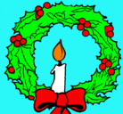 Dibujo Corona de navidad y una vela pintado por carla456