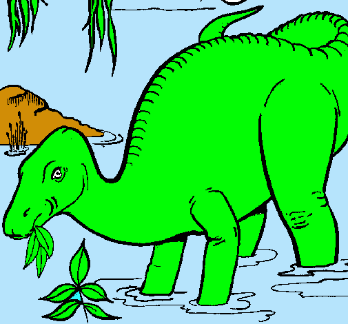Dibujo Dinosaurio comiendo pintado por joanyjordi