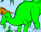 Dibujo Dinosaurio comiendo pintado por joanyjordi