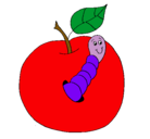 Dibujo Manzana con gusano pintado por allys25