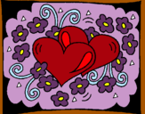 Dibujo Corazones y flores pintado por rosalu