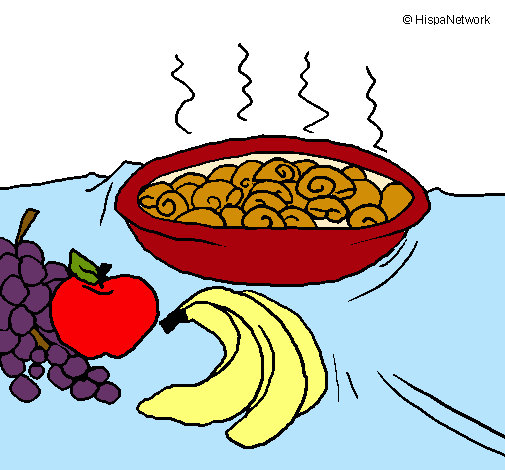 Dibujo Fruta y caracoles a la cazuela pintado por eVilla