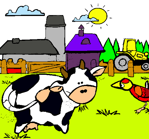 Vaca en la granja