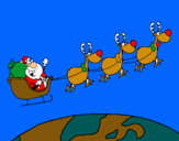 Dibujo Papa Noel repartiendo regalos 3 pintado por malane