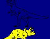 Dibujo Triceratops y tiranosaurios rex pintado por nb1lkjhg