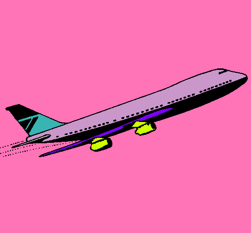 Dibujo Avión en el aire pintado por discoteca