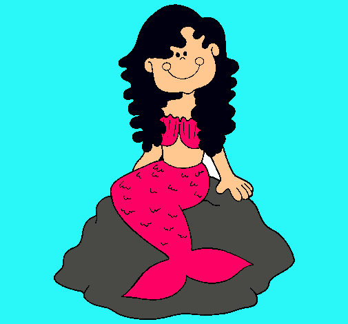 Dibujo Sirena sentada en una roca pintado por alecool