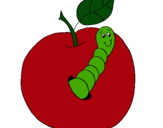 Dibujo Manzana con gusano pintado por GLADIOLA7