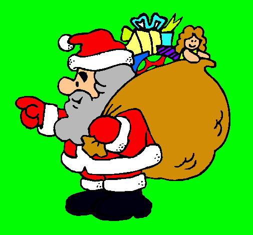 Dibujo Papa Noel con el saco de regalos pintado por saul394