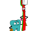 Dibujo Muela y cepillo de dientes pintado por muelaluis