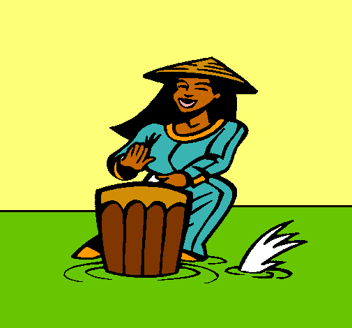 Mujer tocando el bongó