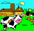 Dibujo Vaca en la granja pintado por micaelas