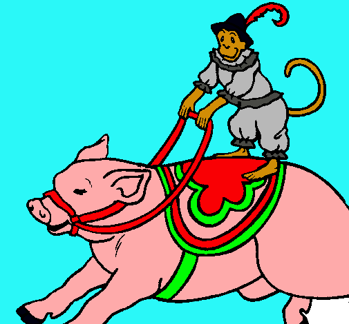 Dibujo Mono y cerdo pintado por santaisa