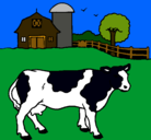 Dibujo Vaca pasturando pintado por digitaaaa