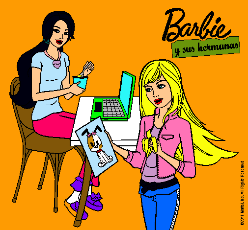 Barbie y su hermana merendando