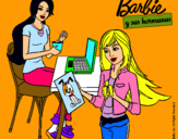 Dibujo Barbie y su hermana merendando pintado por bjvgctjuduyd