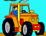 Dibujo Tractor en funcionamiento pintado por fran1234