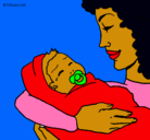 Dibujo Madre con su bebe II pintado por sauro