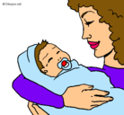Dibujo Madre con su bebe II pintado por soduko0