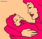 Dibujo Madre con su bebe II pintado por wale