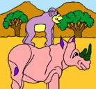 Dibujo Rinoceronte y mono pintado por brunixo