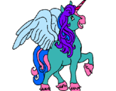 Dibujo Unicornio con alas pintado por gibi