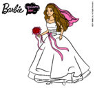 Dibujo Barbie vestida de novia pintado por meliiiiiiiii