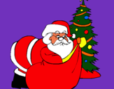 Dibujo Papa Noel repartiendo regalos pintado por maysteroma