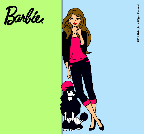 Barbie con cazadora de cuadros